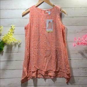 NWT Fever lightweight Orange Print Tank Blouse